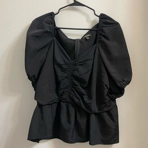 Express black short sleeve puffer top